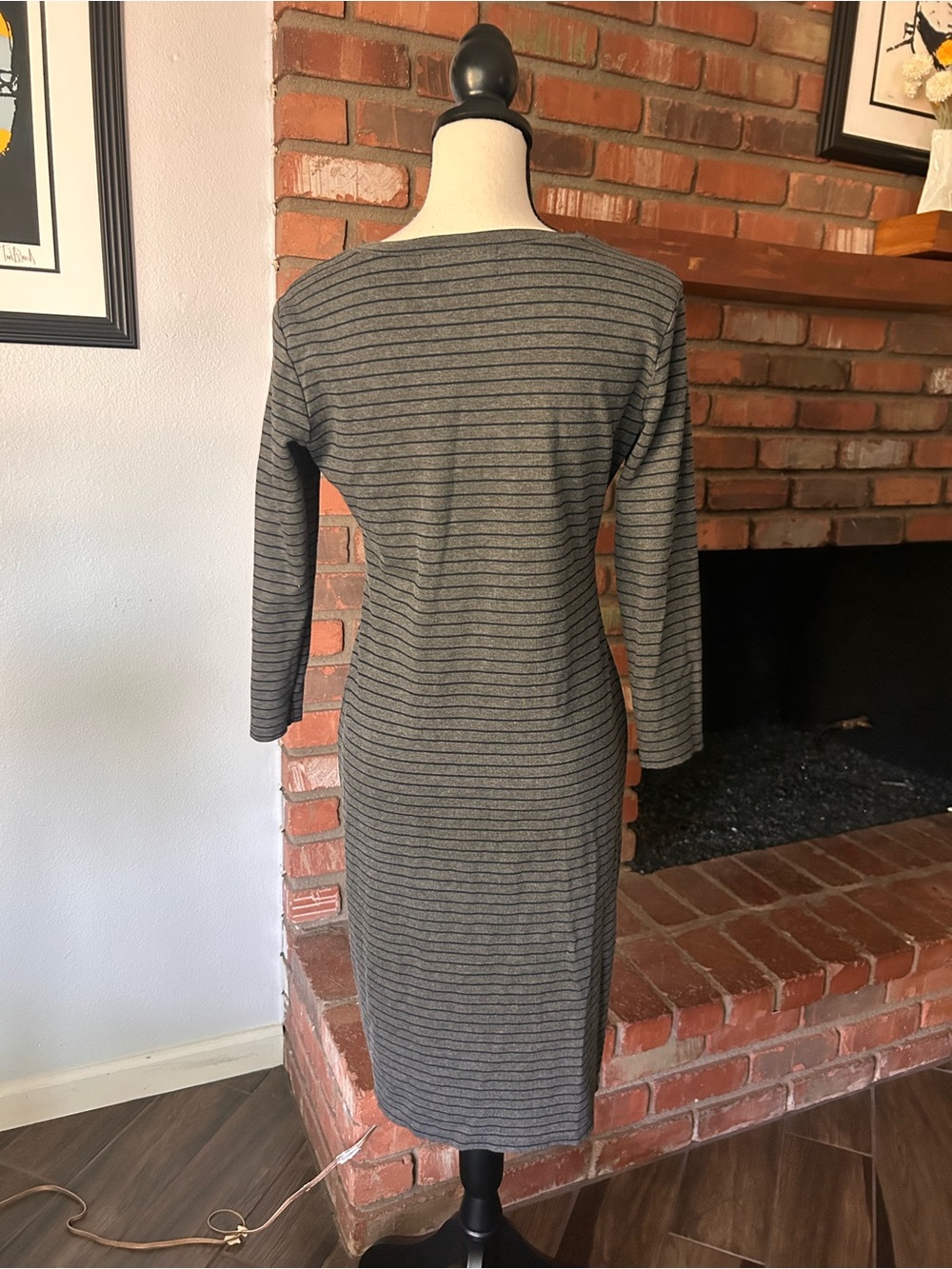 Sonnet James Reese Striped Play Midi Dress in Grey & Navy Blue Sz S - Picture 5 of 8